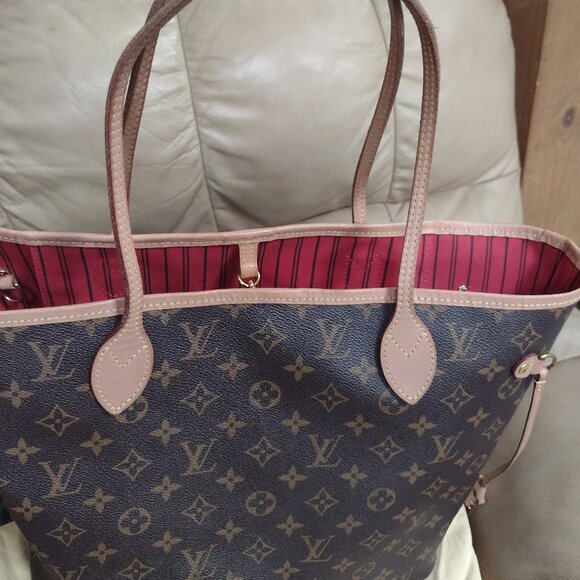 💯% authentic Louis Vuitton Neverfull Monogram Tote Mm rare cerise♥️ - Picture 1 of 15